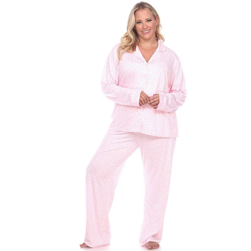 Women's Plus Size Long Sleeve Pajama Set - White Mark, 1 of 4