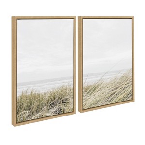 Kate and Laurel Sylvie East Beach Left and Right Framed Canvas by Amy Peterson Art Studio, 2 Piece 18x24, Natural - 1 of 4