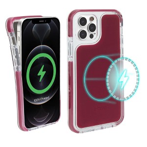 iHome Magnetic Silicone Velo Case, Slim & Shock Absorbent, MagSafe Compatible, iPhone 12 Pro Max, Burgundy - 1 of 4