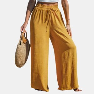 Women's Solid Drawstring Wide Leg Pants - Cupshe - 1 of 4