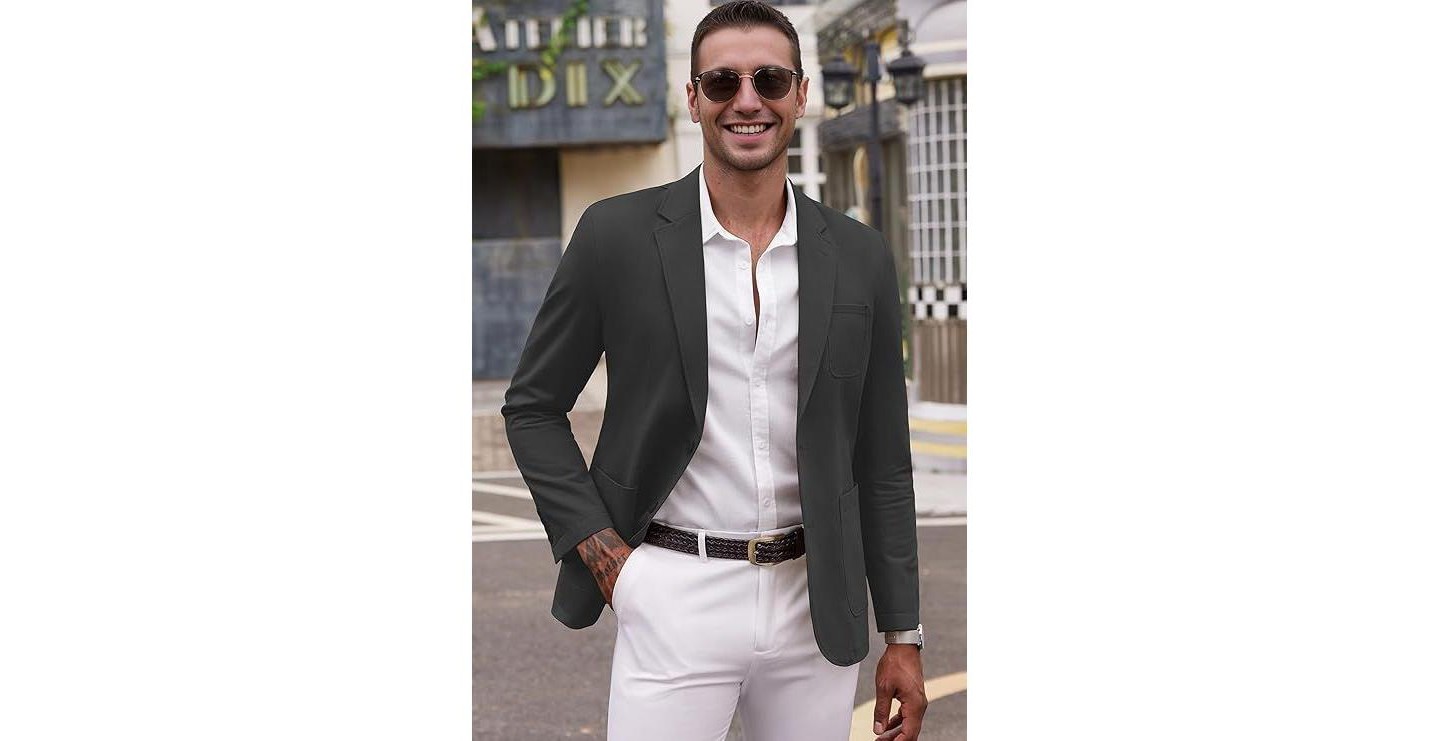 Мужской пиджак COOFANDY Smart Wash Blazer Regular Fit Cotton Sport Coat Casual Suit Jacket Black, цвет: Чёрный — фото 2