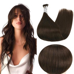 Jessie's Wig 10-24 Inch I tip Hair Extensions Human Hair For Women Thin Hair Straight #2 dark brown 50S/Pack - 1 of 4