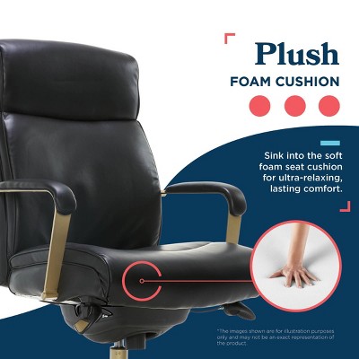 Modern Executive Black Bonded Leather Office Chair with Copper Base