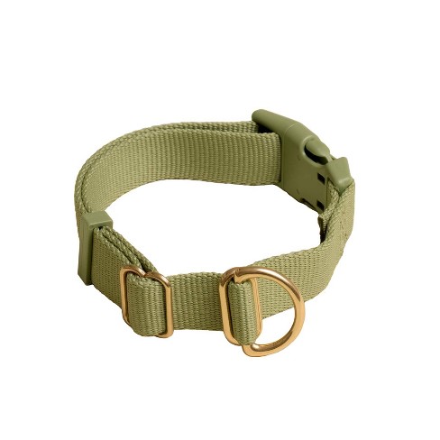 AWOO Pack Recycled Adjustable Dog Collar - M - Olive