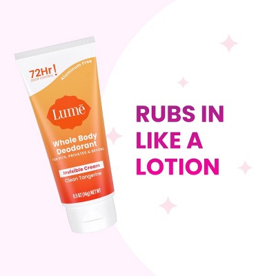 Lume Whole Body Women&#8217;s Deodorant - Mini Invisible Cream Tube - Aluminum Free - Clean Tangerine Scent - Trial Size - 0.5oz_2