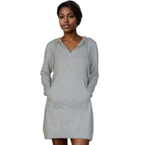Slickblue Women's French Terry Hoodie Mini Dress, Long Sleeve Pullover Style, Casual Fit, 7 Color Options, Size S-L - 1 of 4