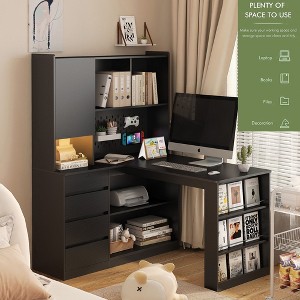NicBex L Shaped Desk Home Office Desks Morden Office Home Desk with Hutch Storage, Bookshelf and USB Ports for Office - 1 of 4