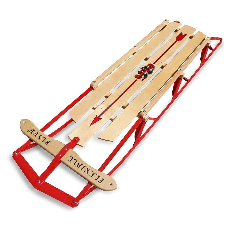 Flexible Flyer 60 Inch Metal Runner Steel and Wood Durable Classic Style Jet Snow Slider Sled for Adult and Kids with Steering Bar, Red, 1 of 7