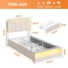 Twin Upholstered Platform Bed Frame with Storage Headboard and 4 Drawers, LED Velvet Princess Bed for Kids Girls - 2 of 4