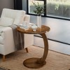Hommoo C-Shaped End Table, Round Solid Wood Side Table for Living Room Brown - 4 of 4