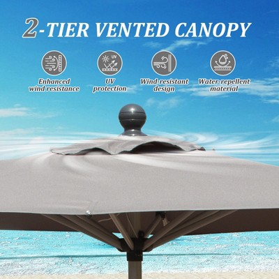 Vynxaria Rectangle Patio Umbrella - Crank Lift & Tilt Function for Ultimate Shade Control