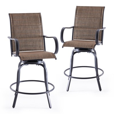 Maggift Patio Seating Sets, wivel Bar Stools Set of 2, Ergonomic Design, All Weather Use for Patio, Balcony and Poolside, Brown, 25.2"*25.2"*48.6"