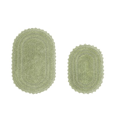 Lilly Crochet Collection 100% Cotton Tufted Reversible 2-Piece Bath Rug Set – Super Absorbent, Machine Washable Bathroom Mats with Crochet Pattern