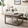 June Rustic Farmhouse Square Coffee Table with Storage, Metal Accents - Saracina Home - 2 of 4