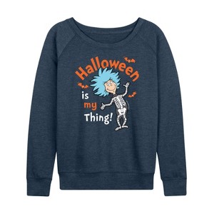 Women's - Dr. Seuss - Halloween Is My Thing Lightweight French Terry Wide Neck Long Sleeve Shirt - 1 of 4