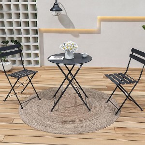 Yardgrace 3-Piece Steel Folding Bistro Set, Foldable Patio Furniture Set with Premium Frame, Outdoor Bistro Table - 1 of 4