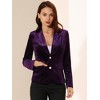 INSPIRE CHIC Women's Notched Lapel Vintage Office Button Front Velvet Blazer - 2 of 4