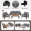 4-Piece Outdoor Iron Cnversation Sofa Set with Solid Wood Coffee Table and Removable Cushion - 2 of 4