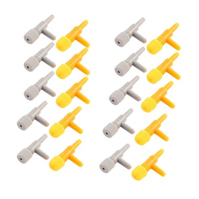 Unique Bargains 2 Way Aquarium Air Line Pump Tubing Flow Control Valve Yellow Gray 20 Pcs