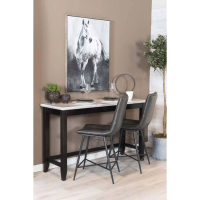 Toby Rectangular Black and White Marble Top Counter Height Table