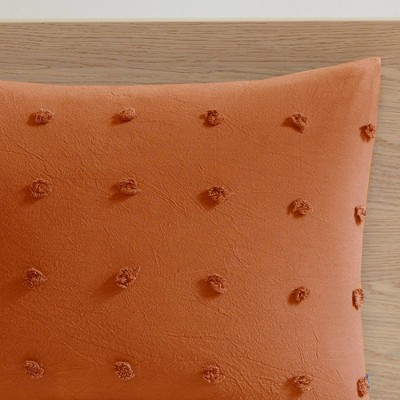 Rust Cotton Jacquard Full/Queen Duvet Cover Set with Shams and Pillows