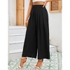 Women High Waisted Wide Leg Palazzo Pants, Flowy Pants Loose Fit Elastic Waist Pleated Trousers Comfy Elegant Business Casual Straight Leg Dress Pants - 2 of 4