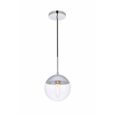 Brass and Clear Glass Globe Pendant Light with Adjustable Cord