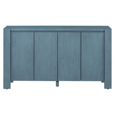 Hostack 4-Door Farmhouse Sideboard Buffet Cabinet with Adjustable Shelves for Dining Room and Kitchen Storage, Navy Blue