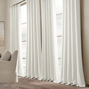 Home Boutique Belgian Flax Prewashed Linen Rich Cotton Blend Window Curtain Panel Single White 50x84 - 1 of 1