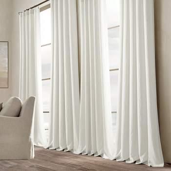 Home Boutique Belgian Flax Prewashed Linen Rich Cotton Blend Window Curtain Panel Single White 50x96