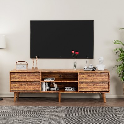 HDZNVF 63 Inch TV Stand Features Vintage-style and Bevel Design