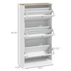 Munora - 3 Flip-Drawer Shoe Storage Cabinet - Fits 18 Pairs (US Size 10), Adjustable Shelves - White - 3 of 4