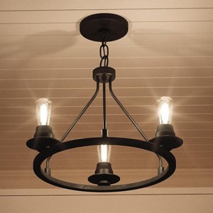 Urban Ambiance Luxury Luxe Industrial Ceiling Fixture,  15"H x 19-7/8"W,  Charcoal Finish, UHP2241 - 1 of 4