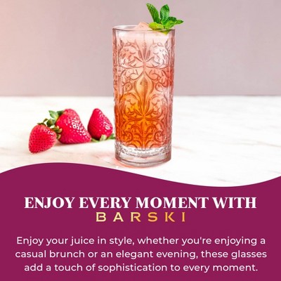 Elegant Tattoo Design Clear Glass Highball Tumblers Set of 2, 13 oz