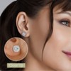 Gilded Lab-Grown Diamond Sterling Silver & 14KT Yellow Gold-Plated Silver Stud Earrings for Women, Cushion Halo Shaped, 1/4, 1/2, 1 Carat Total Weight - 3 of 4