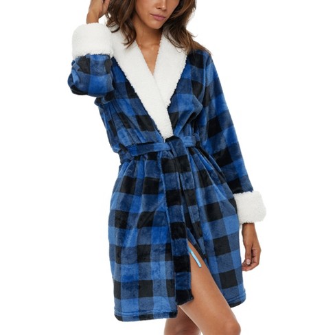 Alexander Del Rossa Women's Warm Fleece Robe, Long Plush Sherpa Bathrobe  for Winter - Red Buffalo Check Plaid with Sherpa,…