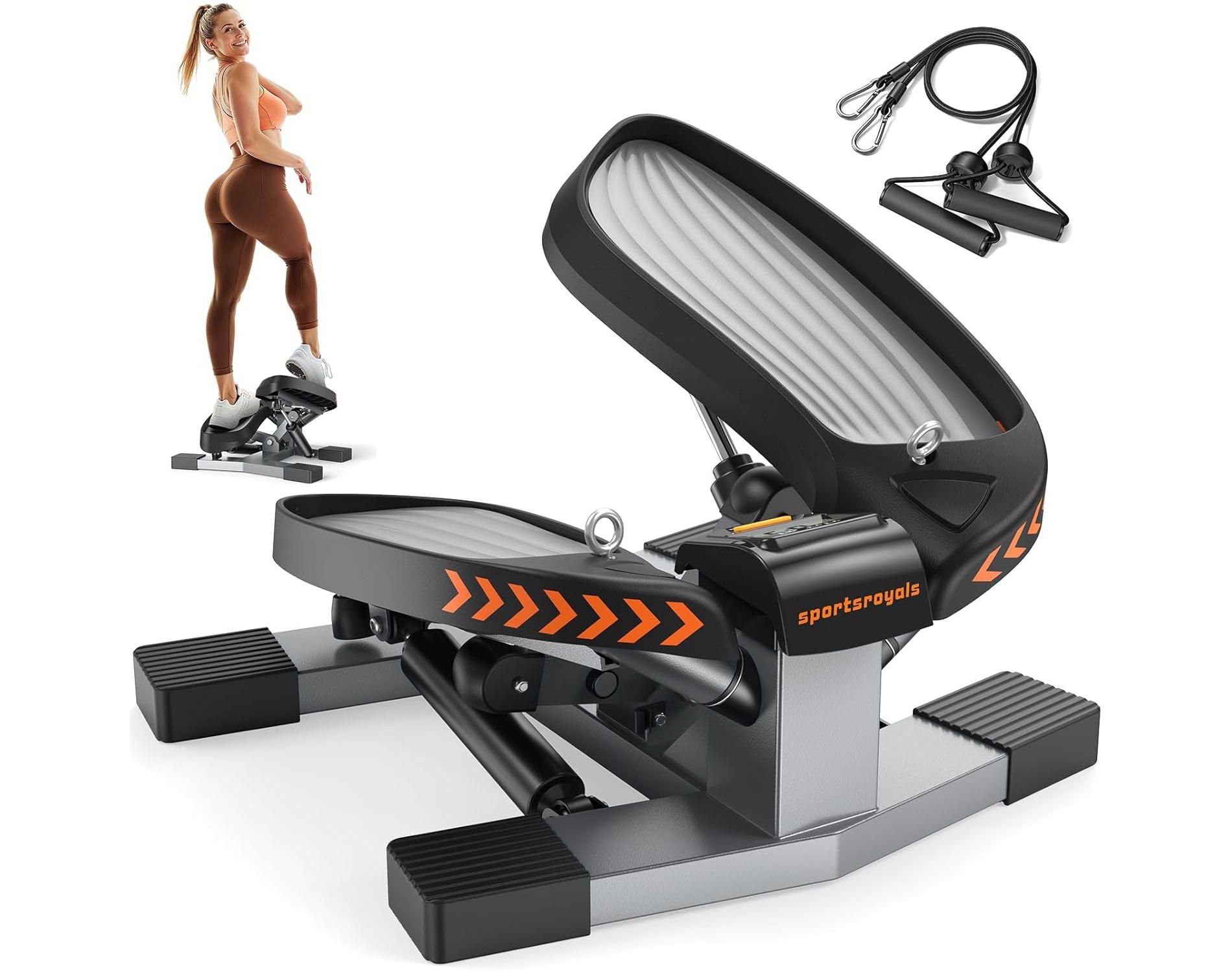 Sportsroyals Stair Stepper,Twist/Mini Stepper for Exercise at Home,Step Machine with Resistance Bands for Full Body Workout, 350lbs+ Capacity
