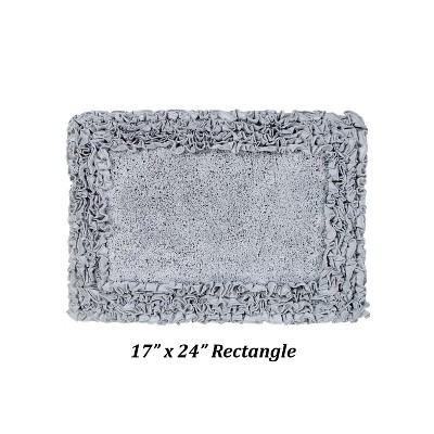 Shaggy Border Collection Bath Rug 100% Cotton Tufted Weave Ruffle Border Pattern Bathroom Rug for Machine Washable Bath Mat