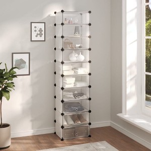 vidaXL Shoe Rack Transparent 17.3 in.x12.6 in.x68.5 in. PP - 1 of 4