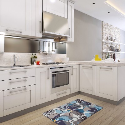 Blue Floral Anti-Fatigue Kitchen Standing Mat