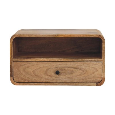 HomeRoots 22" Oak Solid Wood One Drawer Floating Nightstand