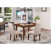 Rectangle Kitchen Table Set 5pc - 48/60" Table w/ Butterfly Leaf & 4 Chairs - Linen Fabric Cream - 2 of 4