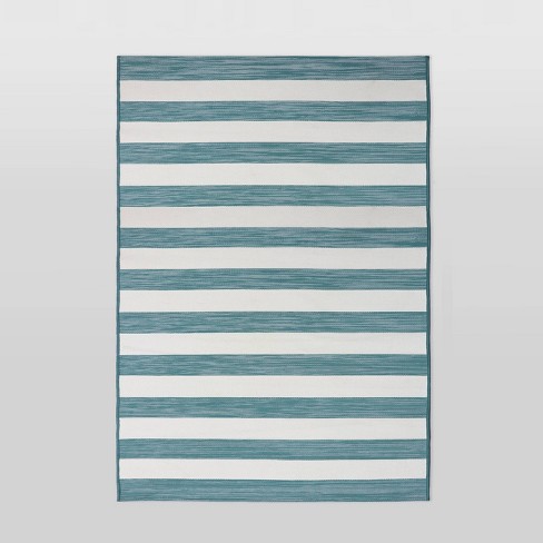 6'x9' Outdoor Rug Worn Stripe Turquoise - Threshold™ : Target