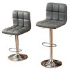 Roundhill Furniture Swivel Elegant PU Leather Modern Adjustable Hydraulic Barstools, Grey, Set of 2 - 3 of 3