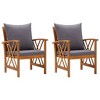 vidaXL Solid Acacia Wood Patio Chairs with Dark Gray Cushions, Wooden Garden Seating for Outdoor Spaces, 2 pcs, Elegant Slatted Design - 2 of 4