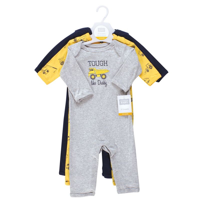 Hudson Baby Infant Boys Cotton Coveralls, Construction, 2 of 6