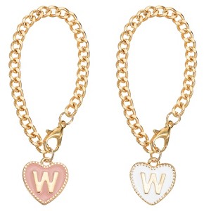 Unique Bargains Letter Heart Shape Identification Accessories Pink & White 2 Pcs - 1 of 4
