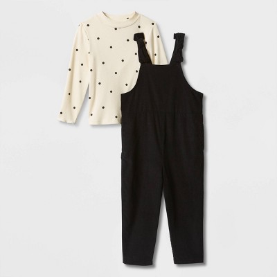 Toddler Girls' Dot Mock Neck Top & Bottom Set - Cat & Jack™ Cream 3T
