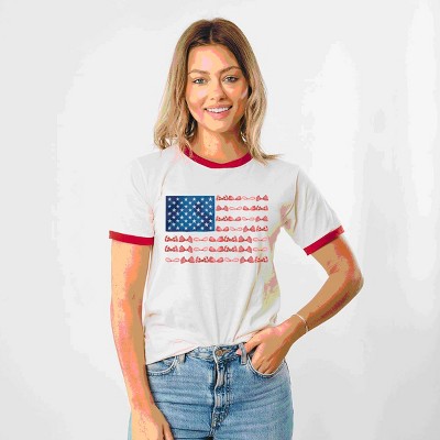 Simply Sage Market American Bow Flag Coquette Ringer Tee