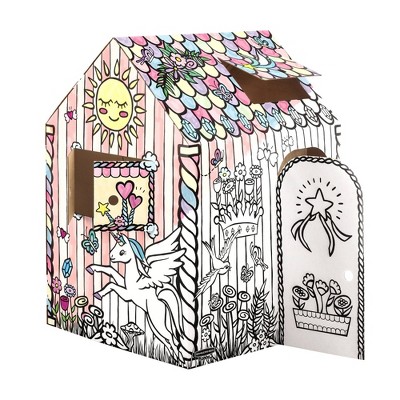 Colour in store cardboard playhouse